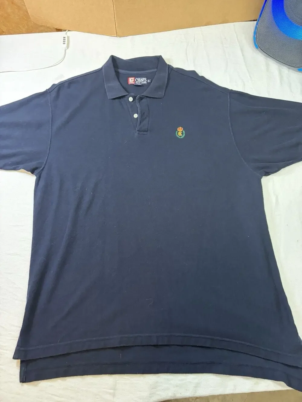 VTG Chaps Ralph Lauren Polo Shirt Men’s XL Navy Crest Logo 100% Cotton Classic